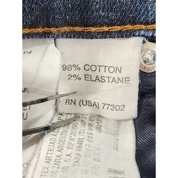 Zara Man Black Tag Straight Leg Denim Jeans Size 30 Blue Dark Wash Stretch Slim - Picture 11 of 16